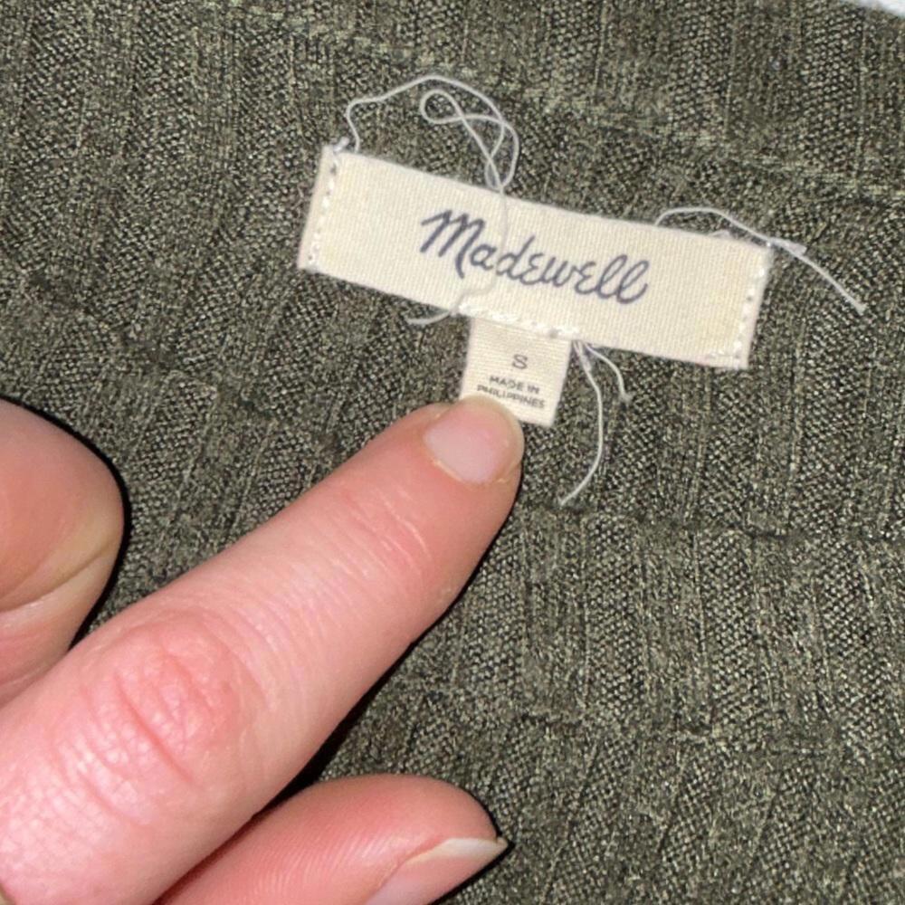 Madewell l Olive Brushed Rib Pleat-Sleeve Top Small - Picture 6 of 8